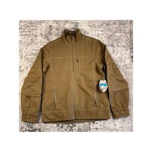 KUHL Burr Jacket Mens Small Khaki Cotton Canvas Workwear Full Zip Coat NWT